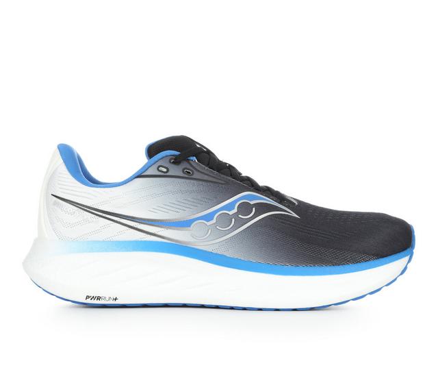 Men's Saucony Ride 18 Running Shoes in Black/Blue color