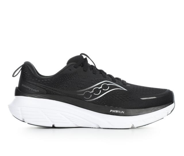 Men's Saucony Guide 18 Running Shoes in Black/White color