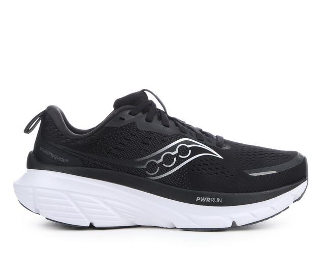 Women's Saucony Guide 18 Running Shoes in Black/White color