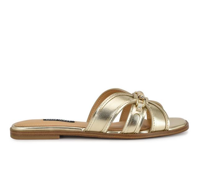 Women's Nine West Gabie Flat Sandals in Gold color