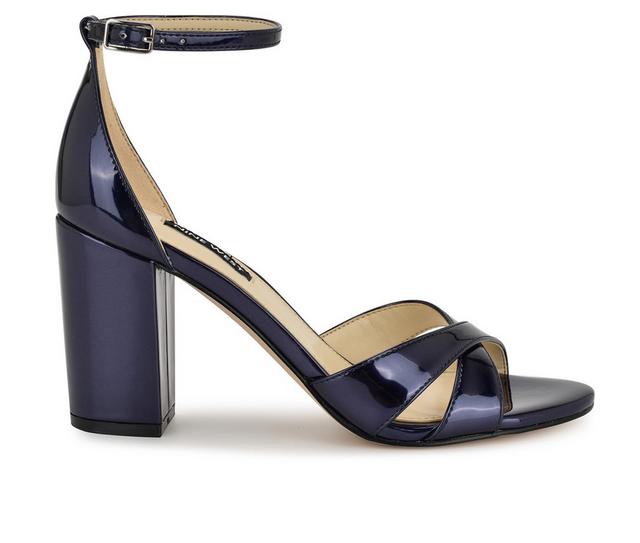 Women's Nine West Saile Dress Sandals in Navy Metallic color