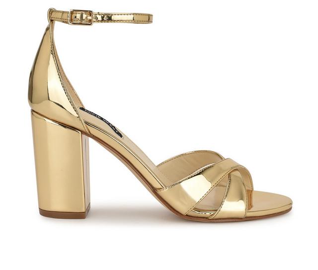 Women's Nine West Saile Dress Sandals in Gold Metallic color