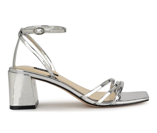 Women's Nine West Embae Dress Sandals in Silver Metallic color