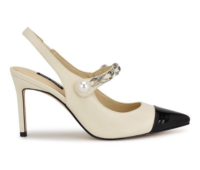 Women's Nine West Rendez Slingback Mary Jane Pumps in Cream/Black color