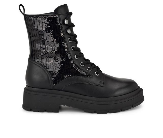 Women's Nine West Hediy Combat Boots in Black color