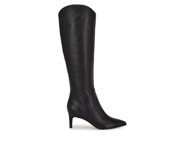 Women's Nine West Sirena Knee High Boots in Black Leather color