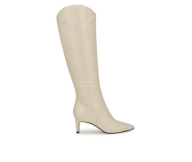 Women's Nine West Sirena Knee High Boots in Cream Leather color