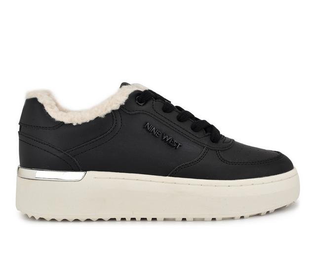 Women's Nine West Cuddly Sneakers in Black color