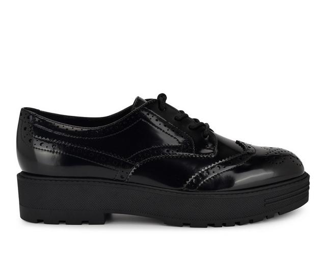 Women's Nine West Resttin Oxfords in Black Patent color