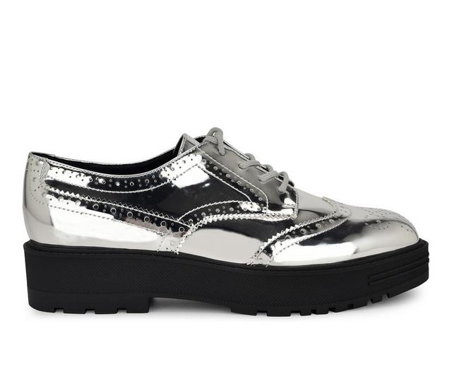 Women's Nine West Resttin Oxfords in Silver Metallic color