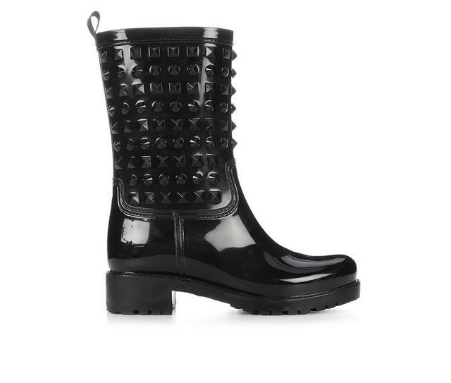 Women's Capelli New York Siny Studded Rain Boots in Black color