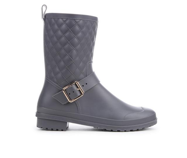 Women's Capelli New York Solid Quilted Rain Boots in Grey color