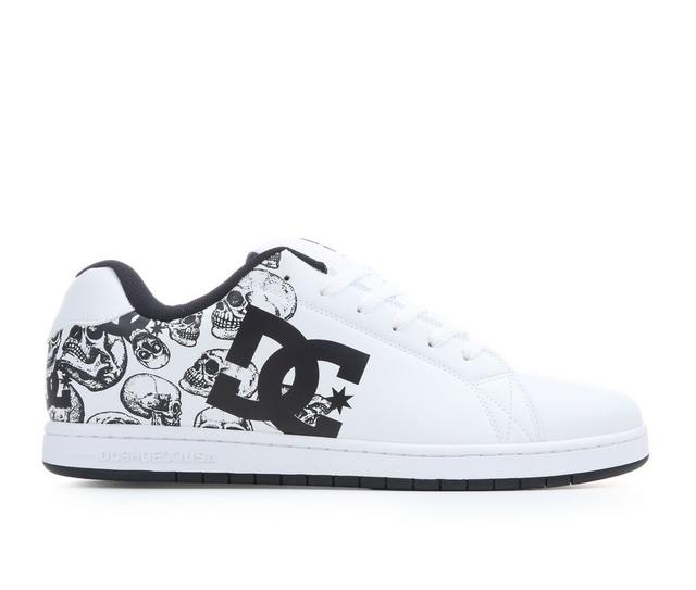 Men's DC Gaveler Skate Sneakers in White/Blk Skull color