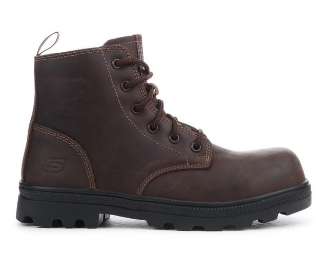 Women's Skechers Work 108197 Finnen Work Boots in Brown Leather color