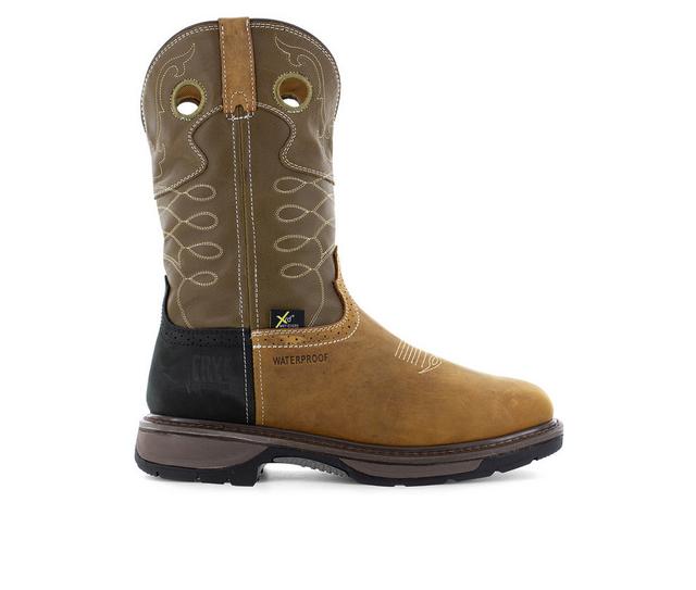 Men's Frye Supply Safety-Western Work Boots in Bark color