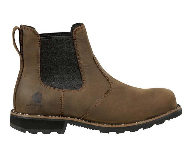 Men's Carhartt Frontier Chelsea Work Boots in Mossy Brown color