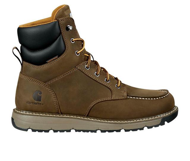 Men's Carhartt Millbrook 6" Nano Toe Waterproof Work Boots in Mossy Brown color