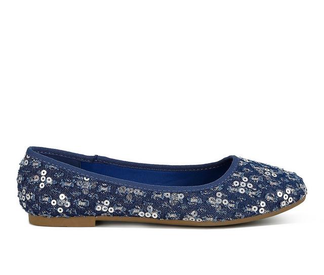 Women's London Rag Sujet Flats in Blue color