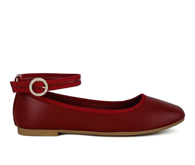 Women's London Rag Danseur Flats in Burgundy color