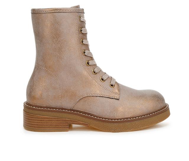 Women's London Rag Clover Combat Booties in Tan color
