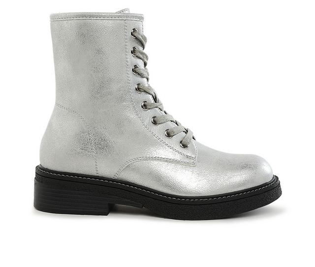 Women's London Rag Clover Combat Booties in Silver color