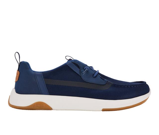 Men's HEYDUDE Wally Drift Mesh Casual Shoes in Navy/White color