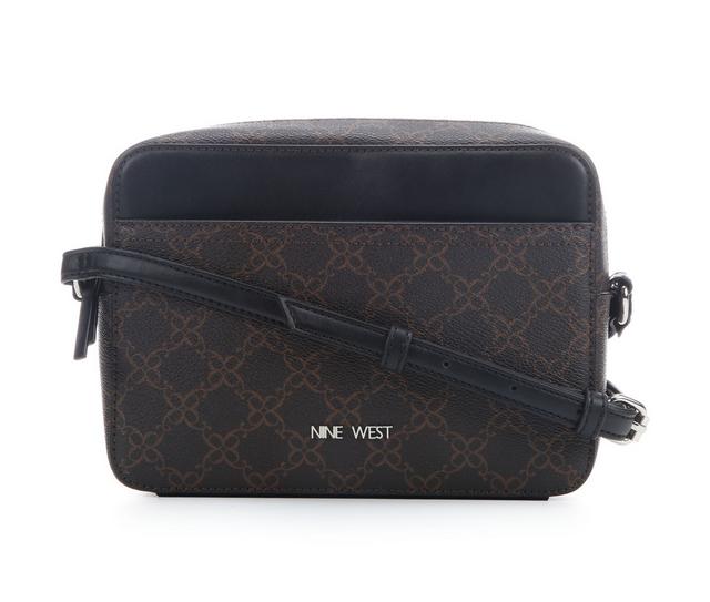 Nine West Bowie Camera Crossbody Handbag in Brown Logo/Blk color