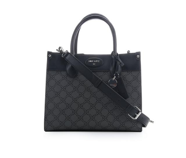 Nine West Archy Satchel Handbag in Jet Black Logo color