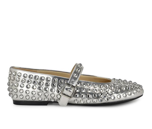 Women's Nine West Emmil Mary Jane Flats in Silver color