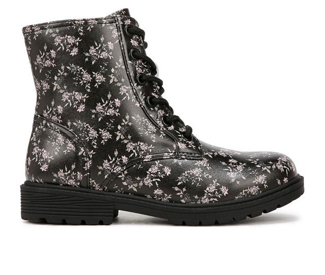 Girls' Blowfish Malibu Rayana Floral Combat Boots in Black Rtro Rose color