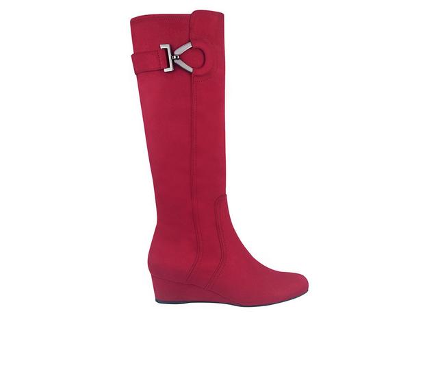 Women's Impo Georgia Knee High Wedge Boots in Scarlet Red color