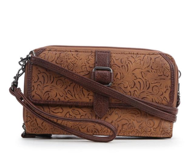 Bueno Of California Toiled Wallet on a String Crossbody Bag in Tan/ Med Brown color