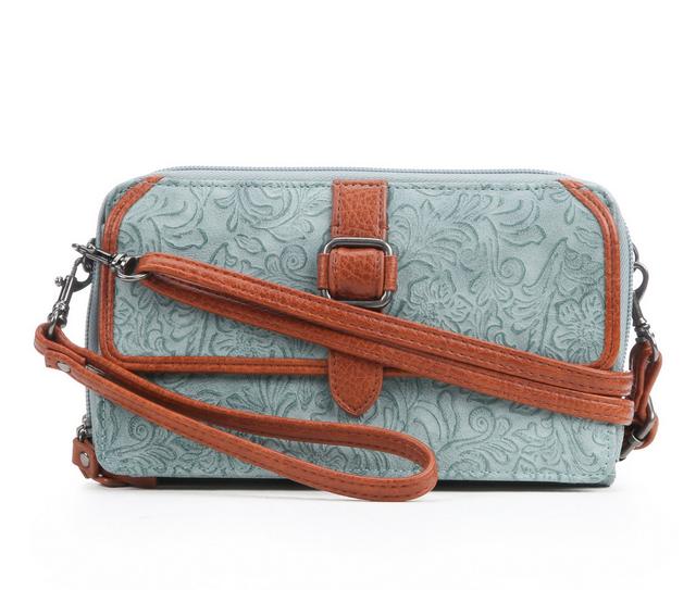 Bueno Of California Toiled Wallet on a String Crossbody Bag in Chamb/Brit Tan color