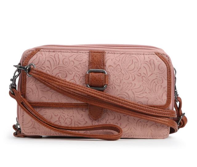 Bueno Of California Toiled Wallet on a String Crossbody Bag in Pink/Brit Tan color