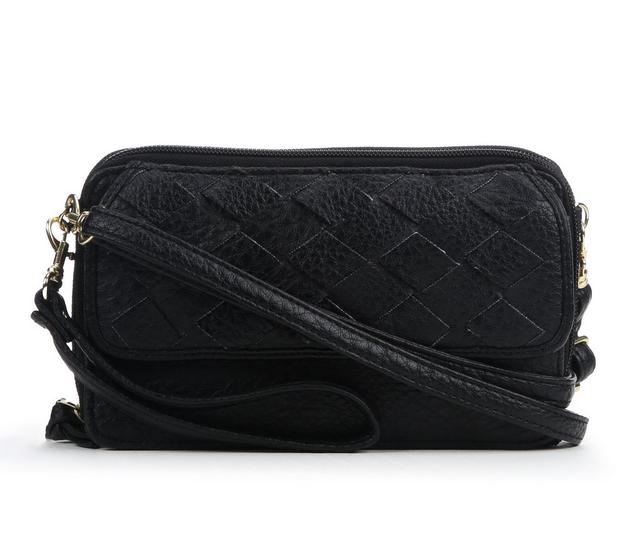 Bueno Of California Woven Wallet on a String Crossbody Bag in Black color