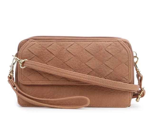Bueno Of California Woven Wallet on a String Crossbody Bag in Camel color