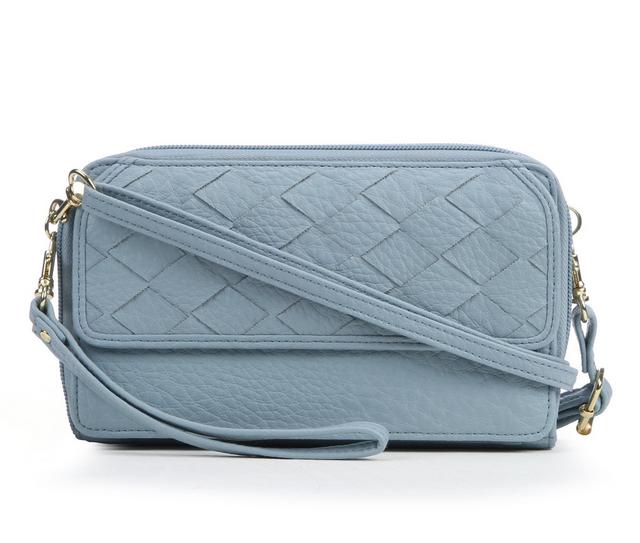 Bueno Of California Woven Wallet on a String Crossbody Bag in Light Blue color