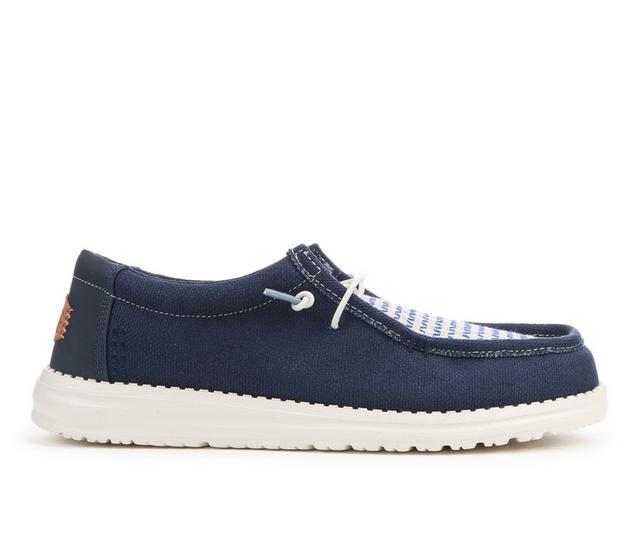 Men's HEYDUDE Wally Woven Jute Casual Shoes in Navy Blazer color