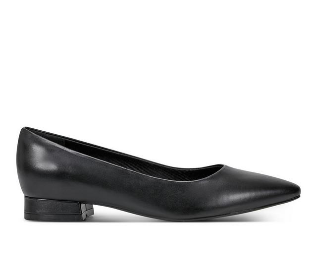 Women's Rockport Tessa Flats in Black Leather color