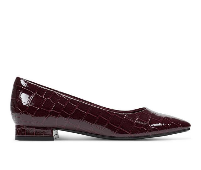 Women's Rockport Tessa Flats in Wine Croco color