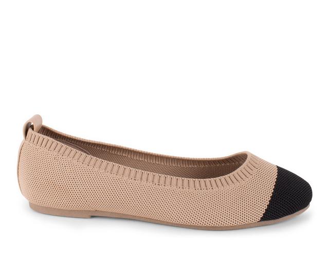 Women's Tahari Naples Flats in Camel/Black color