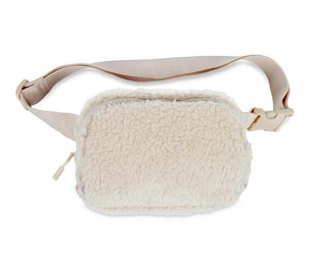 GOGO Sherpa Belt Bag Handbag in Ivory color