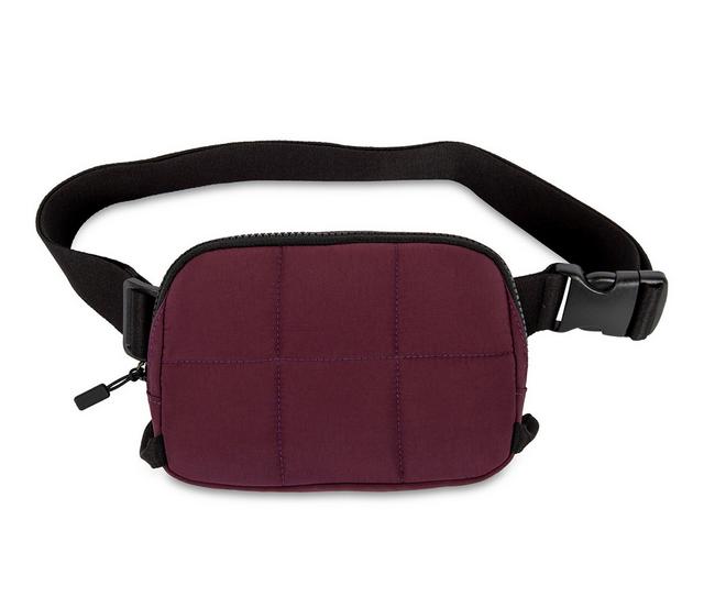 GOGO Quilted Belt Bag Handbag in Black Cherry color