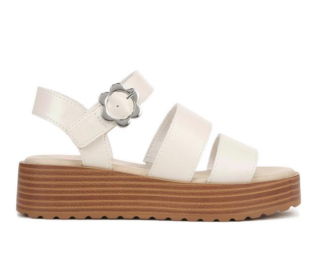 Girls' Blowfish Malibu Little Kid & Big Kid Journey-K Platform Wedge Sandals in White color