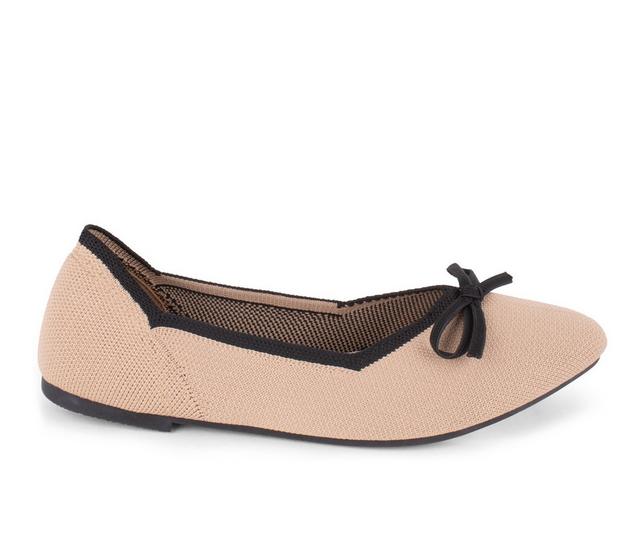 Women's Danskin Glow Ballet Flats in Camel/Black color