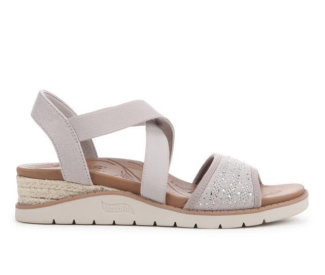 Women's BOBS Arch Fit Beach Kiss 114016 Wedges in Taupe color