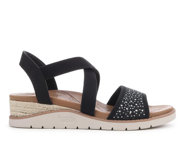 Women's BOBS Arch Fit Beach Kiss 114016 Wedges in Black color