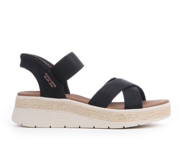 Women's BOBS 114417 Sun Ray Slip-Ins Wedge Sandals in Black color