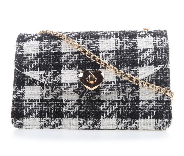 Olivia Miller Boucle Flap Chain Handbag in Black/White color