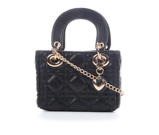 Olivia Miller Puff Quilt Top Handle Handbag in Black color